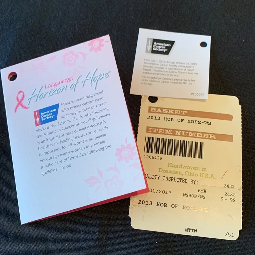 Longaberger 2013 Horizon Of Hope Cancer Basket, 19th In The Series.